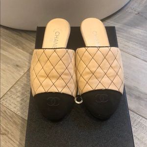 Chanel Beige/Black Mule
